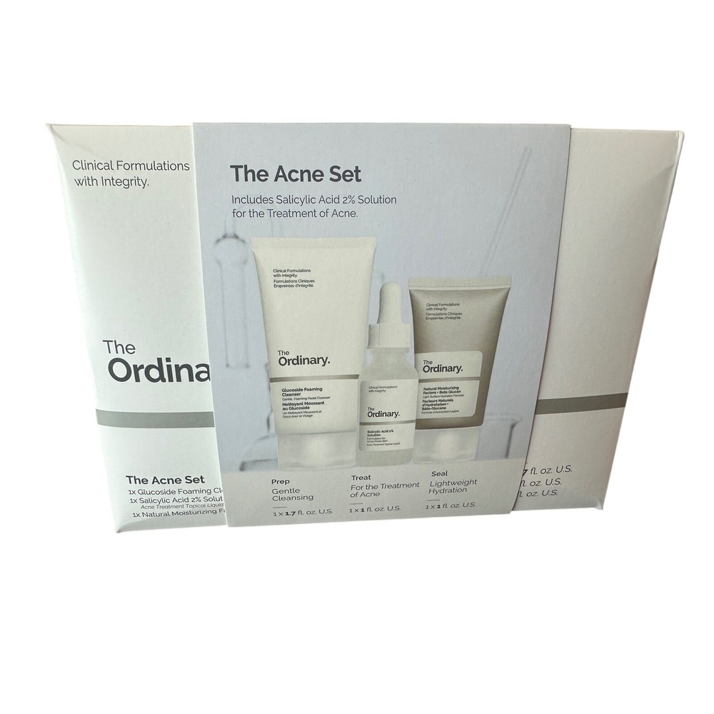 The Ordinary The Acne Set 3-Piece Skincare Kit Salicylic Acid 2% Solution NEW